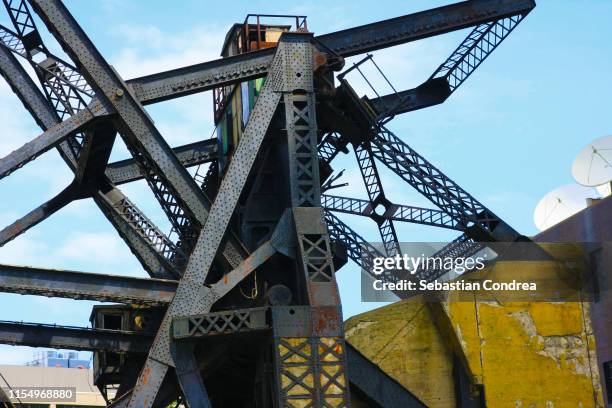 st. charles air line bascute bridge, travel chicago, illinois, unites states - zugbrücke stock-fotos und bilder