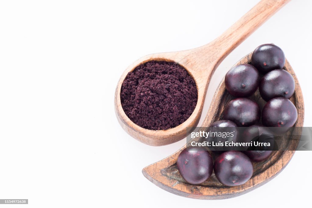 Acai powder and berries - Euterpe oleracea