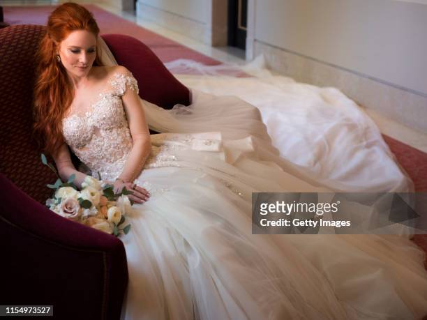 Barbara Meier pose for a picture during the wedding celebration of Barbara Meier and Klemens Hallmann on June 01, 2019 in Venice, Italy.