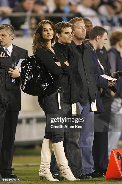 Driver Jeff Gordon and wife Ingrid Vandebosch, Tampa Bay Buccaneers vs. Carolina Panthers Bank of America Stadium in Charlotte, North Carolina