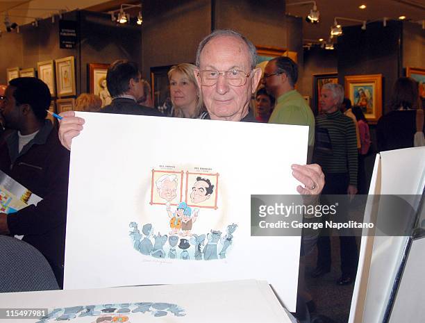 Animator and Creative Director for Hanna-Barbera Bill Singer displays one of his classics at Artexpo at the Jacob Javits Center in New York City.