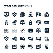 Cyber Security Vector Icon Set. Fillio Black Icon Series.
