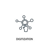 digitization concept line icon. Simple element illustration. digitization concept outline symbol design. Can be used for web and mobile UI/UX