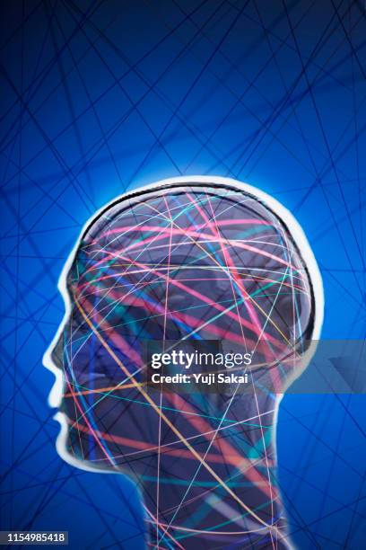 human brain make it tense by fiber optics - geology icon stock pictures, royalty-free photos & images