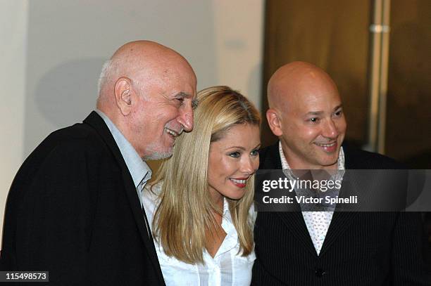 Dominic Chianese, Kelly Ripa and Evan Handler during Mercedes-Benz Fashion Week Spring 2004 - Veteran by Danny Seo & Anamyn Turowski - Backstage at...