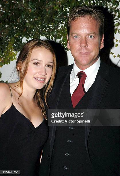 Kiefer Sutherland with daughter Sarah during The 55th Annual Primetime Emmy Awards - 20th Century Fox Post Emmy Gala at Morton's Resturant in...