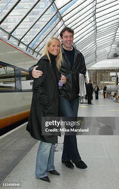 Ulrika Jonsson and husband Lance Gerrard-Wright during Eurostar Launches Faster Service Between London And Paris at Waterloo Station in London, Great...