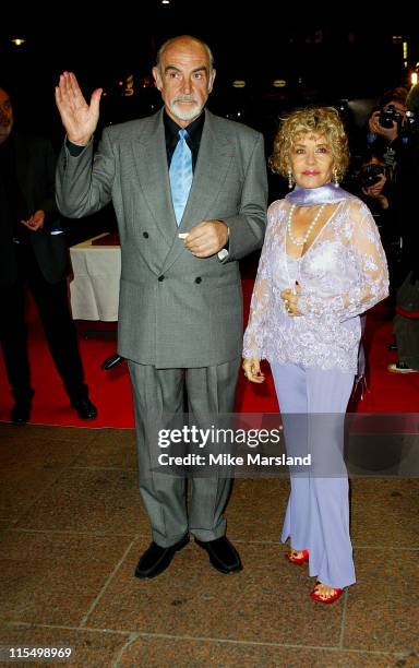 Sean Connery with his wife Micheline Roquebrune during "The League Of Extraordinary Gentlemen" Uk Premiere at The Odeon Leicester Square in London,...