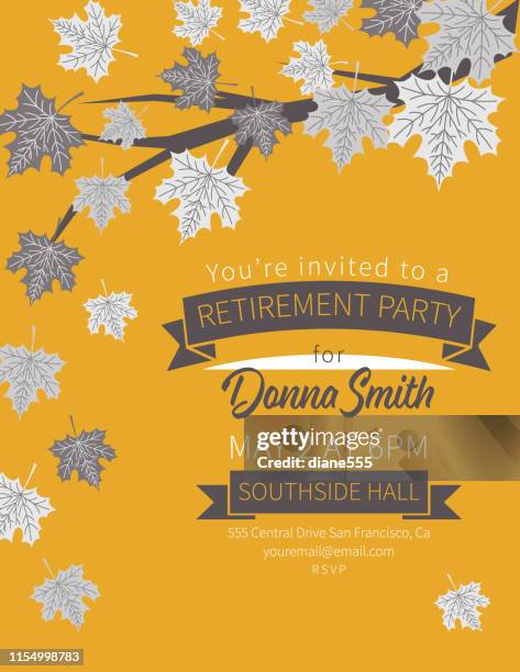 maple tree retirement party invitation - retirement invitation stock illustrations