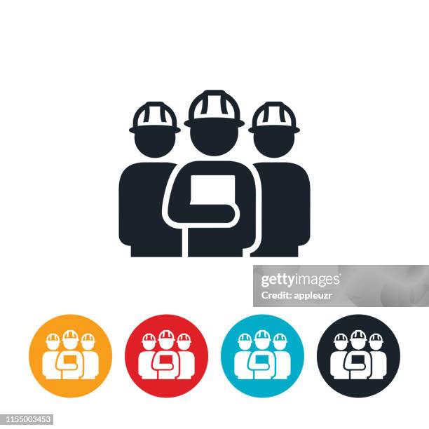 ilustraciones, imágenes clip art, dibujos animados e iconos de stock de icono del equipo de ingeniería - casco duro