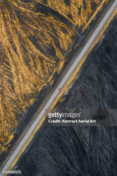 Abstract drone view of road in Iceland