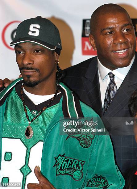 Snoop Dogg and Magic Johnson during 4th Annual Hoop Magic Celebrity All-Star Game to Benefit The Magic Johnson Foundation at The Great Western Forum...