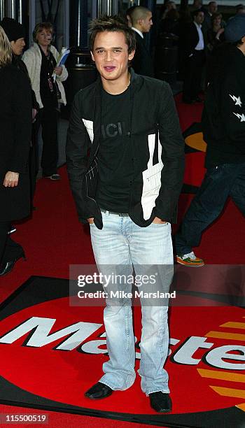 Gareth Gates during The 2004 Brit Awards - Arrivals at Earls Court in London, Great Britain.