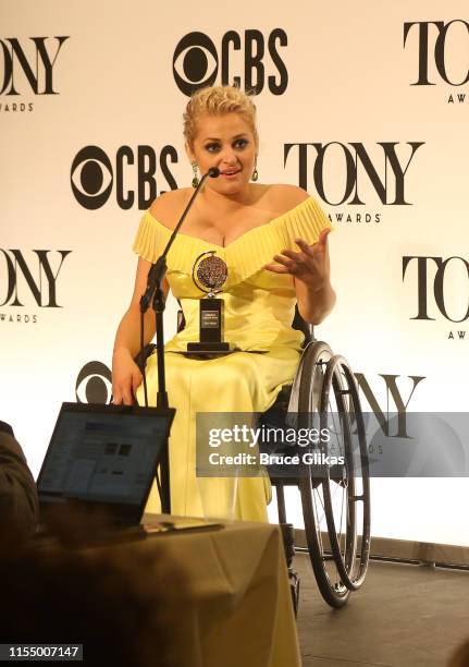 Best Supporting Actress in a Musical Ali Stroker chats with the press in the press room for The 2019 Annual Tony Awards at Radio City Music Hall on...