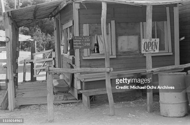 Building at the Spahn Movie Ranch, owned by American rancher George Spahn and residence of the Manson Family, Los Angeles County, California, US,...