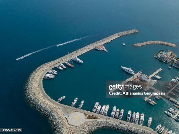 Aerial view of The Limassol Marina on June 01, 2019 in Limassol, Cyprus.