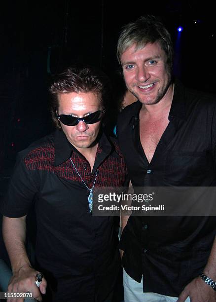 Andy Taylor and Simon Le Bon of Duran Duran. Tonight was the first public airing of Duran Durans new single "Sunrise". Inspired by Manumission