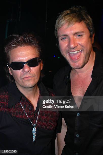 Andy Taylor and Simon Le Bon of Duran Duran. Tonight was the first public airing of Duran Durans new single "Sunrise". Inspired by Manumission