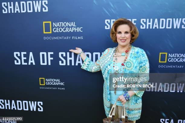Actress Kat Kramer attends Los Angeles premiere of National Geographic Documentary Films "Sea of Shadows" at Neuehouse in Hollywood on July 10, 2019.