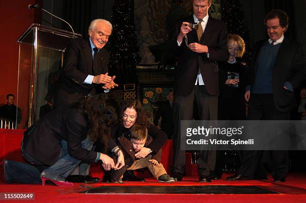 Jack Valenti and family during Jack Valenti Dedication with Hand and Footprints at Grauman's Chinese Theatre at Grauman's Chinese Theatre Forecourt...