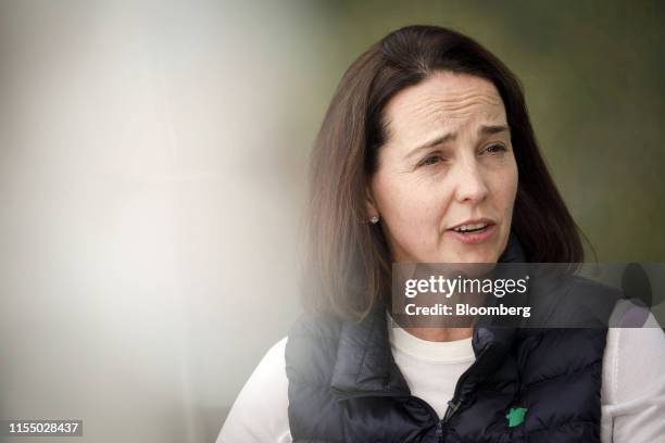 Sarah Friar, chief executive officer of Nextdoor.com Inc., speaks during a Bloomberg Television interview on the sidelines of the Allen & Co. Media...