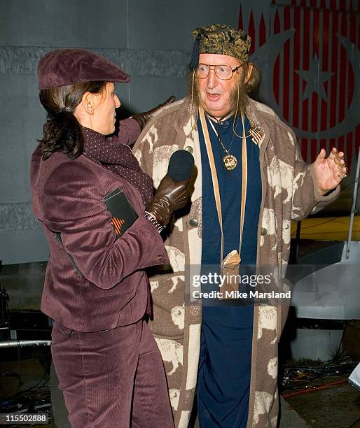 Davina McCall and John McCririck during John McCririck is the Second Person Evicted from "Celebrity Big Brother" UK 2005 at Elstree Studios in...