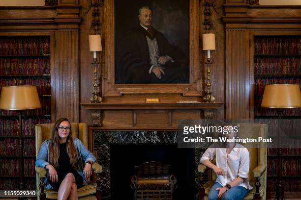 Hanover, NH Maggie Flaherty of Ukiah, California, left, and Caroline Casey of Baton Rouge, Louisiana, both sophomores at Dartmouth College, in the...