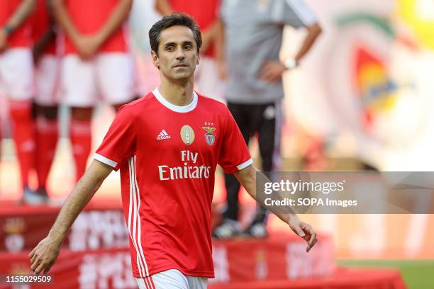 Jonas Gonçalves Oliveira of SL Benfica says goodbye to his football career during the Pre-Season football match 2019/2020 between SL Benfica vs Royal...