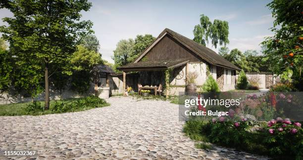 traditionelles altes bauernhaus - bauernhaus stock-fotos und bilder