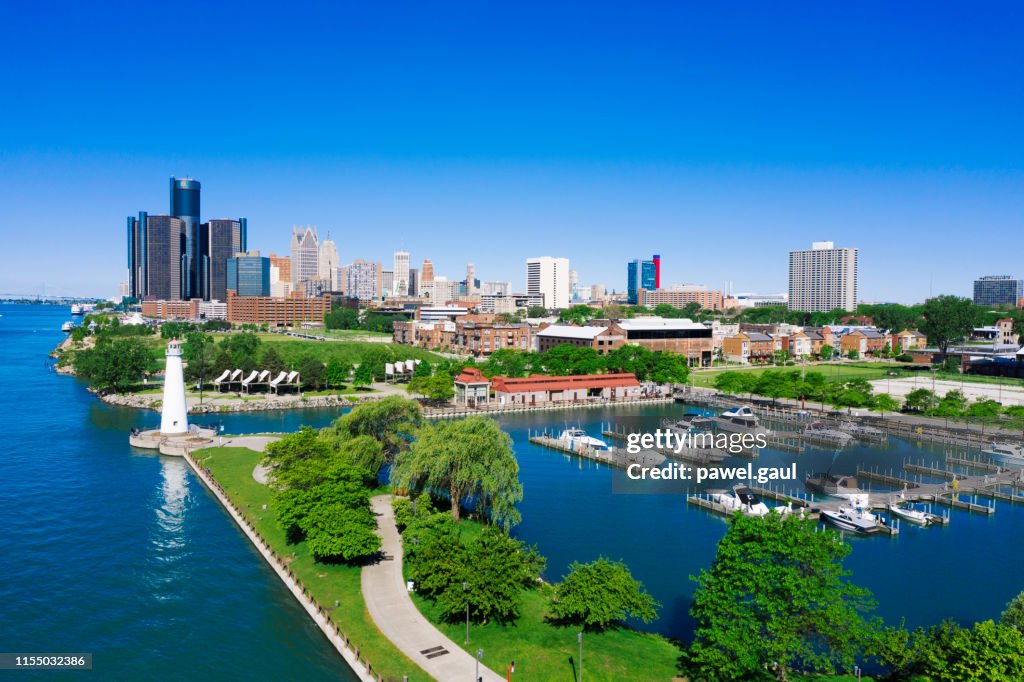 William G. Milliken State Park and Harbor Detroit Michigan Aerial view