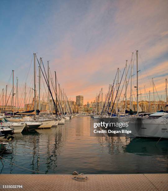 vieux port de marseille in dawn - marseille port stock pictures, royalty-free photos & images