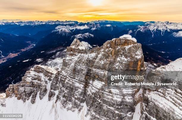 aerial view of monte pelmo, dolomites, italy - crag stock pictures, royalty-free photos & images