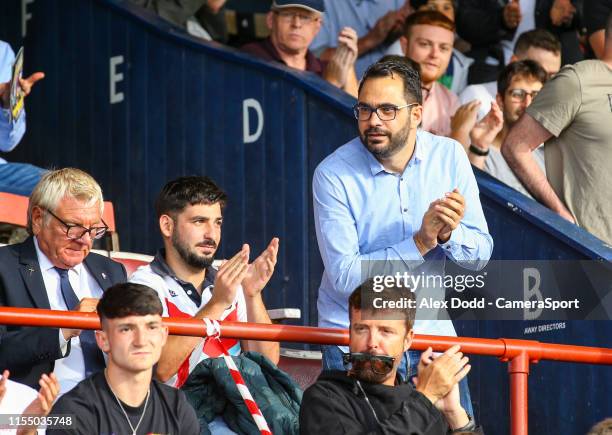 Leeds United director of football Victor Orta takes his seat during the Pre-season Friendly match between York City and Leeds United on July 10, 2019...