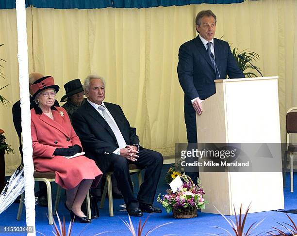 The Queen Elizabeth II, Michael Winner and Tony Blair attend the unveiling of the national police memorial designed by Sir Norman Foster. Building...