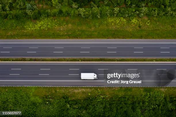 truck on motorway - aerial single object stock pictures, royalty-free photos & images