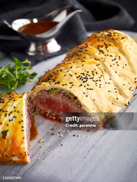 beef wellington - puff pastry stock pictures, royalty-free photos & images