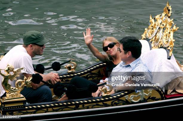 Heath Ledger, Sienna Miller and Oliver Platt during 2005 Venice Film Festival - Sienna Miller Sighting - September 3, 2005 in Venice Lido, Italy.