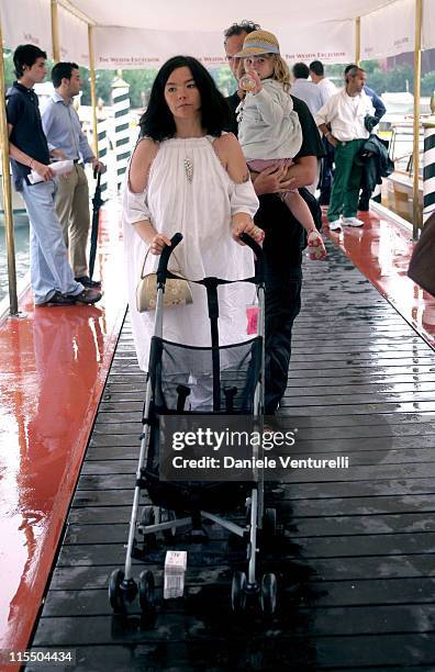 Bjork, daughter Isadora and Matthew Barney during 2005 Venice Film Festival - Bjork Sighting - September 3, 2005 at Hotel De Bains in Venice Lido,...