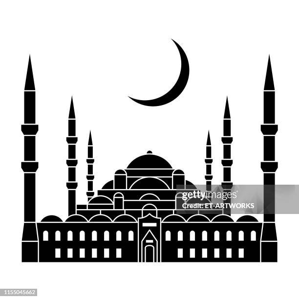 vector the blue mosque, istanbul - blue mosque stock illustrations