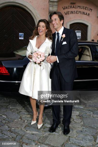 Karl Hainz Grasser and Fiona Swarovski during Karl Hainz Grasser and Fiona Swarovski Wedding at Weissenkirchen in Weissenkirchen, Wien, Austria.