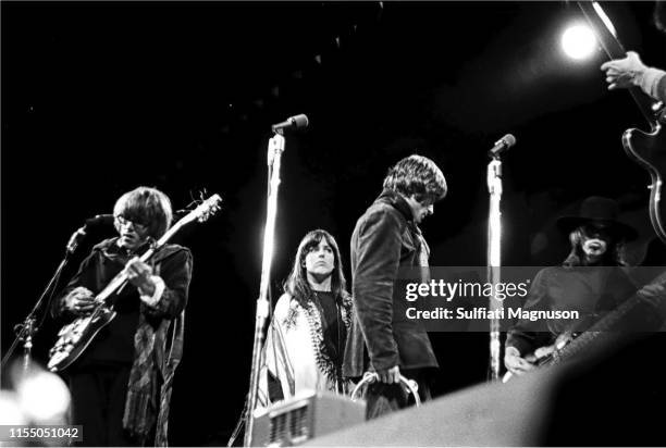 Paul Kantner, Grace Slick, Marty Balin and Jack Casady as The Jefferson Airplane performing at the Monterey International Pop Festival, 1967.