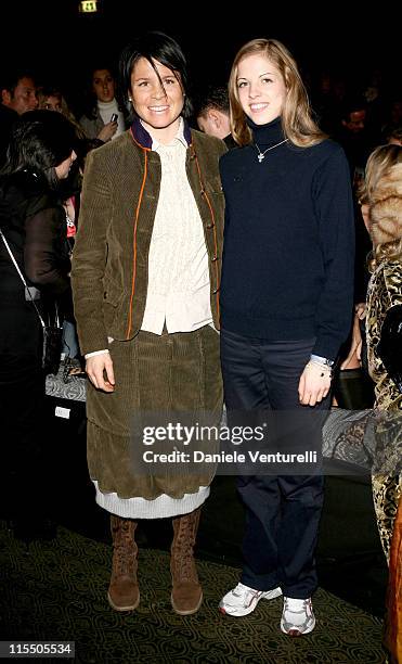 Isolde Kostner and Carolina Kostner during Milan Fashion Week Autumn/Winter 2006 - Roberto Cavalli - Front Row at Arco della Pace - Piazza Semipione...