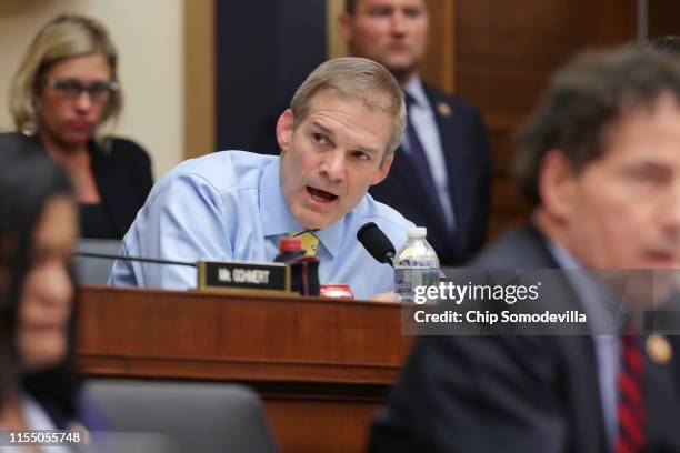 House Judiciary Committee member Rep. Jim Jordan argues with the chairman during a hearing about the Mueller Reporter in the Rayburn House Office...