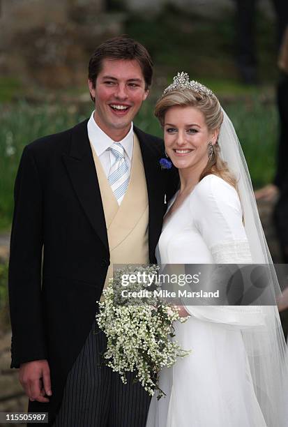 Harry Lopes and Laura Parker Bowles during Laura Parker Bowles and Harry Lopes - Wedding at St Cyriac's Church in Lacock, Great Britain.