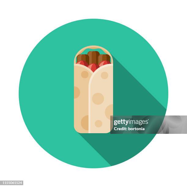 stockillustraties, clipart, cartoons en iconen met shawarma sandwich icoon - tortilla