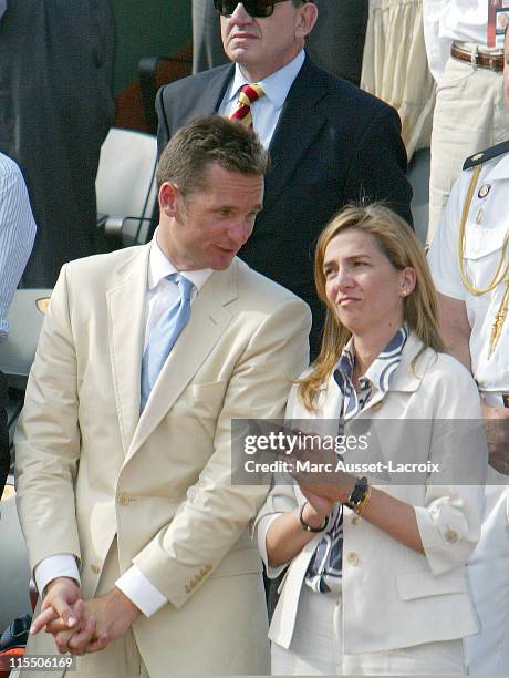 Princess Cristina and her husband Inaki Urdangarin attend the men's final of the French Tennis Open at Roland Garros Arena, in Paris, France on June...