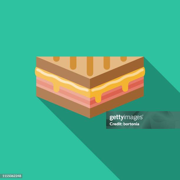 ilustrações, clipart, desenhos animados e ícones de ícone do sanduíche de croque monsieur - queijo