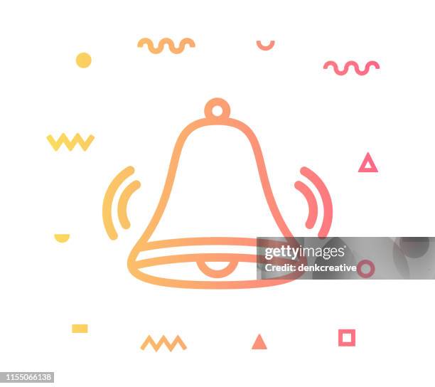 illustrazioni stock, clip art, cartoni animati e icone di tendenza di design dell'icona stile linea campanello d'allarme - campanile orologio