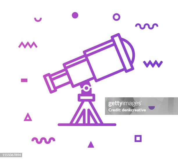 astronomy line style icon design - telescope lense stock illustrations