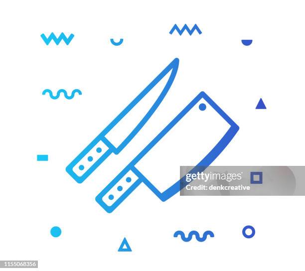 knife set line style icon design - small table stock illustrations